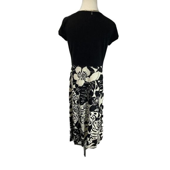Tommy Bahama Womens Size Small Linen Blend Midi Dress Black Cream Tropical Print - Picture 3 of 12